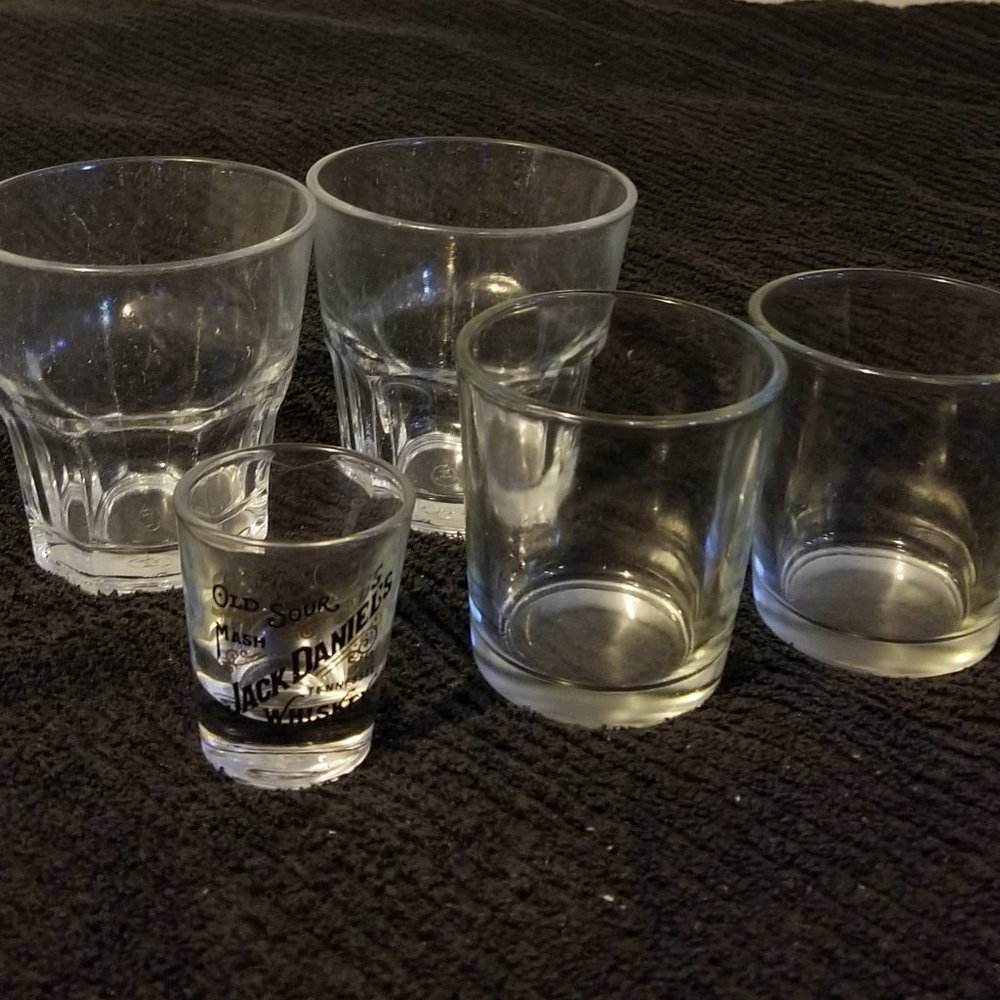 Five Assorted Glass Bar Glasses